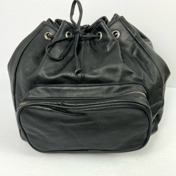 Brandy Melville Black Leather Backpack Drawstring - Picture 3 of 15